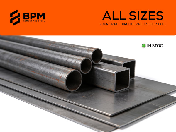 Round tube, profile tube and steel sheet. Every size in stock.