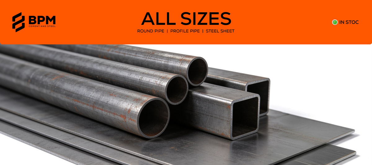 Round tube, profile tube and steel sheet. Every size in stock.